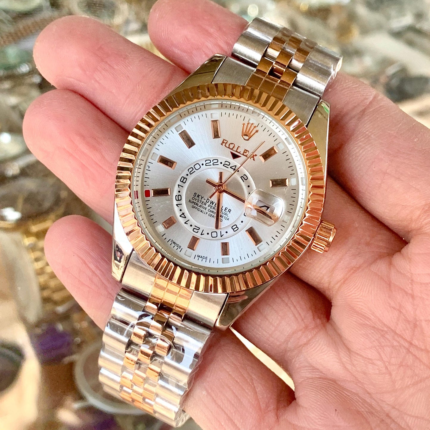 NEW ROLEX SKY DOLLAR MODEL MEN'S WATCH – PREMIUM STEEL WATCH WITH DATE FUNCTION & AUTOMATIC MOVEMENT - Jewelsoftime