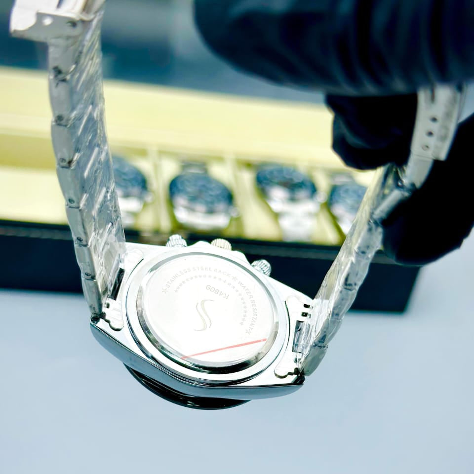 ROLEX MENS DAYTONA WATCH WITH ROTATING BEZEL, QUARTZ MOVEMENT, STAINLESS STEEL CHAIN & DATE FUNCTION – PREMIUM HEAVYWEIGHT TIMEPIECE - Jewelsoftime