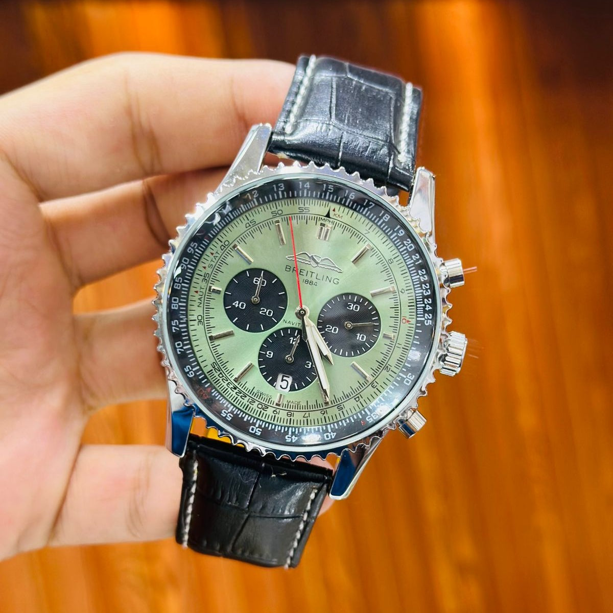 BREITING CHRONOGRAPH WORKING MEN'S WATCH - LEATHER STRAP