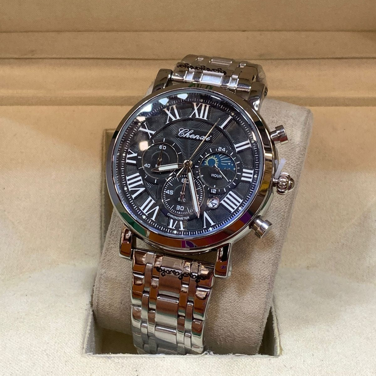 CHENXI–Stainless Steel Men's Watch Quartz Movement Buckle Lock Chronograph Working