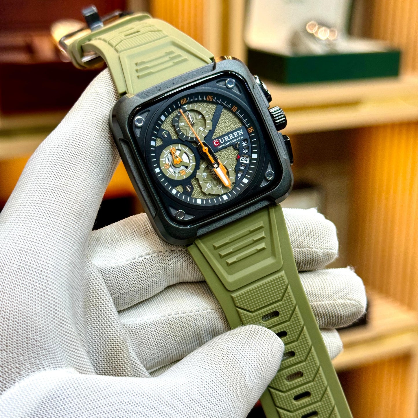 CURREN Original Brand Rubber Straps Wrist Watch For Men