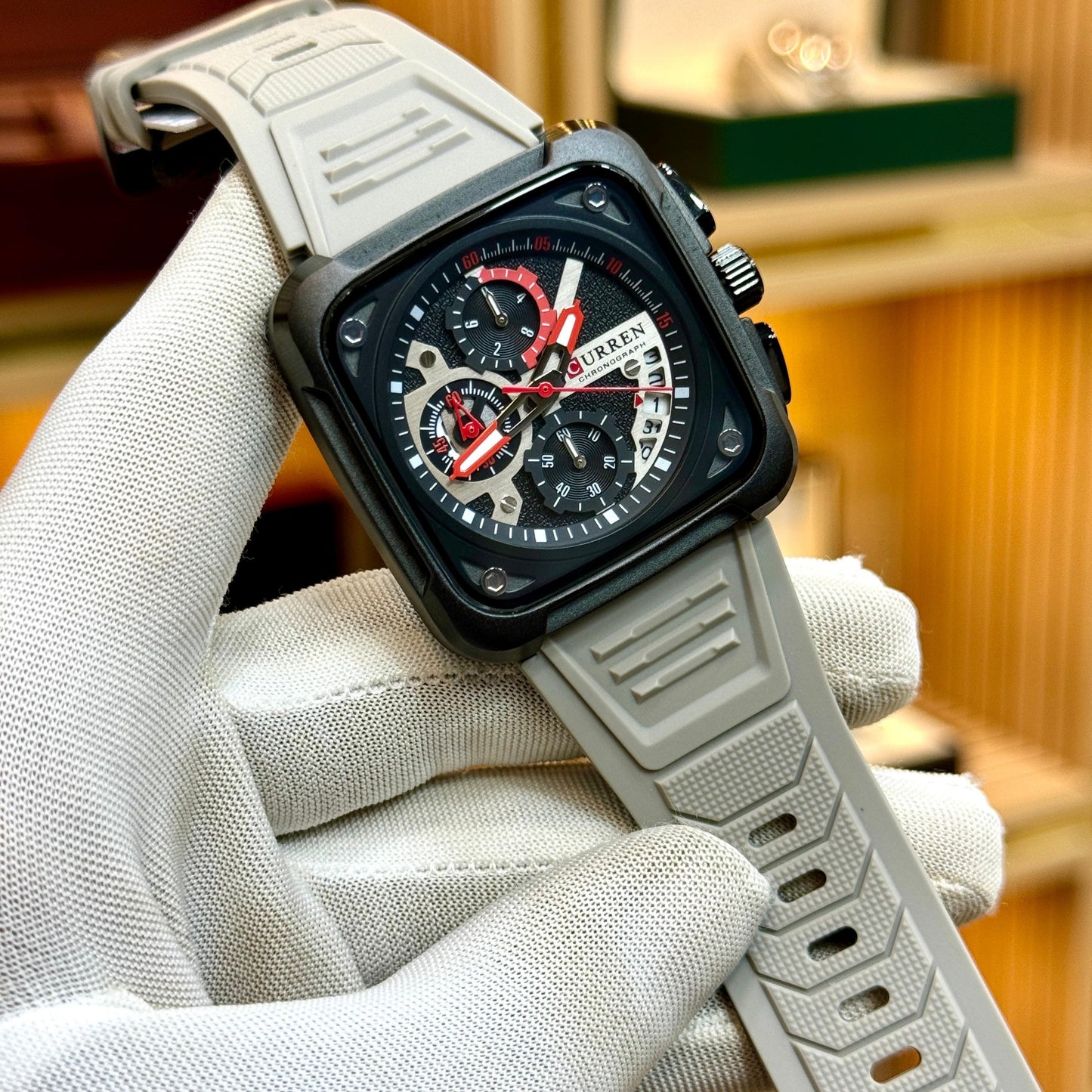 CURREN Original Brand Rubber Straps Wrist Watch For Men