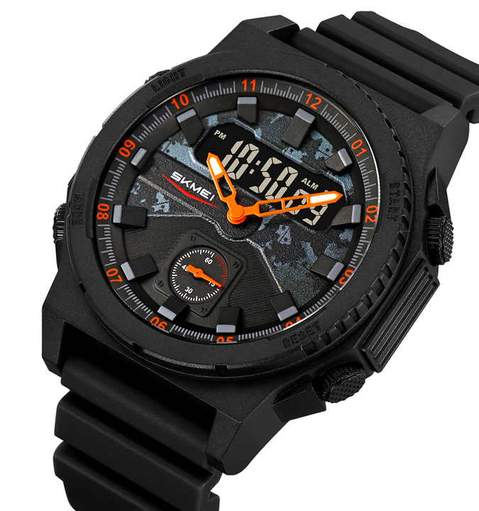 SKMEI 2355 Men's Chronograph Sports Watch – Black & Orange, Luminous & Stylish