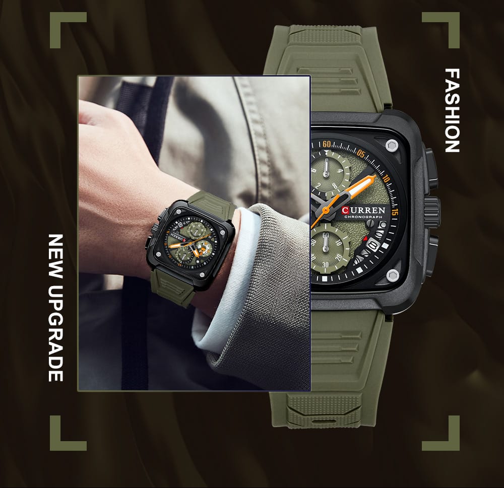 CURREN Original Brand Rubber Straps Wrist Watch For Men