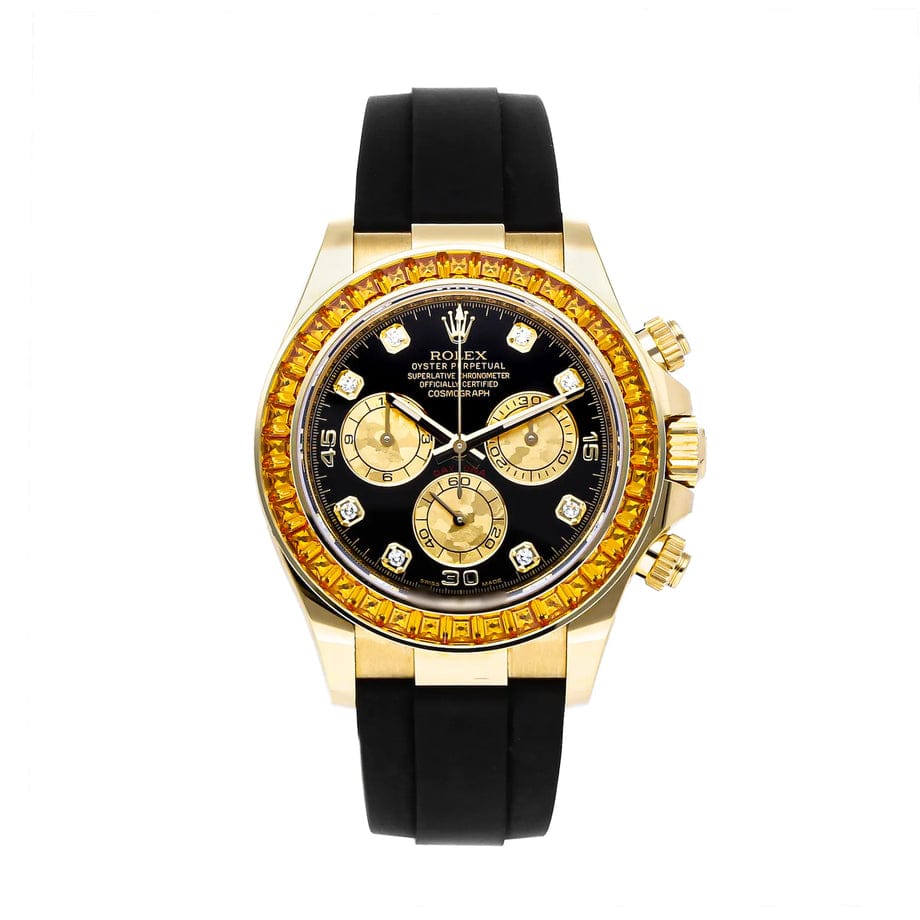ROLEX SECOND COPY QUARTZ MEN'S WATCH WITH DATE, STONE BEZEL & RUBBER STRAP
