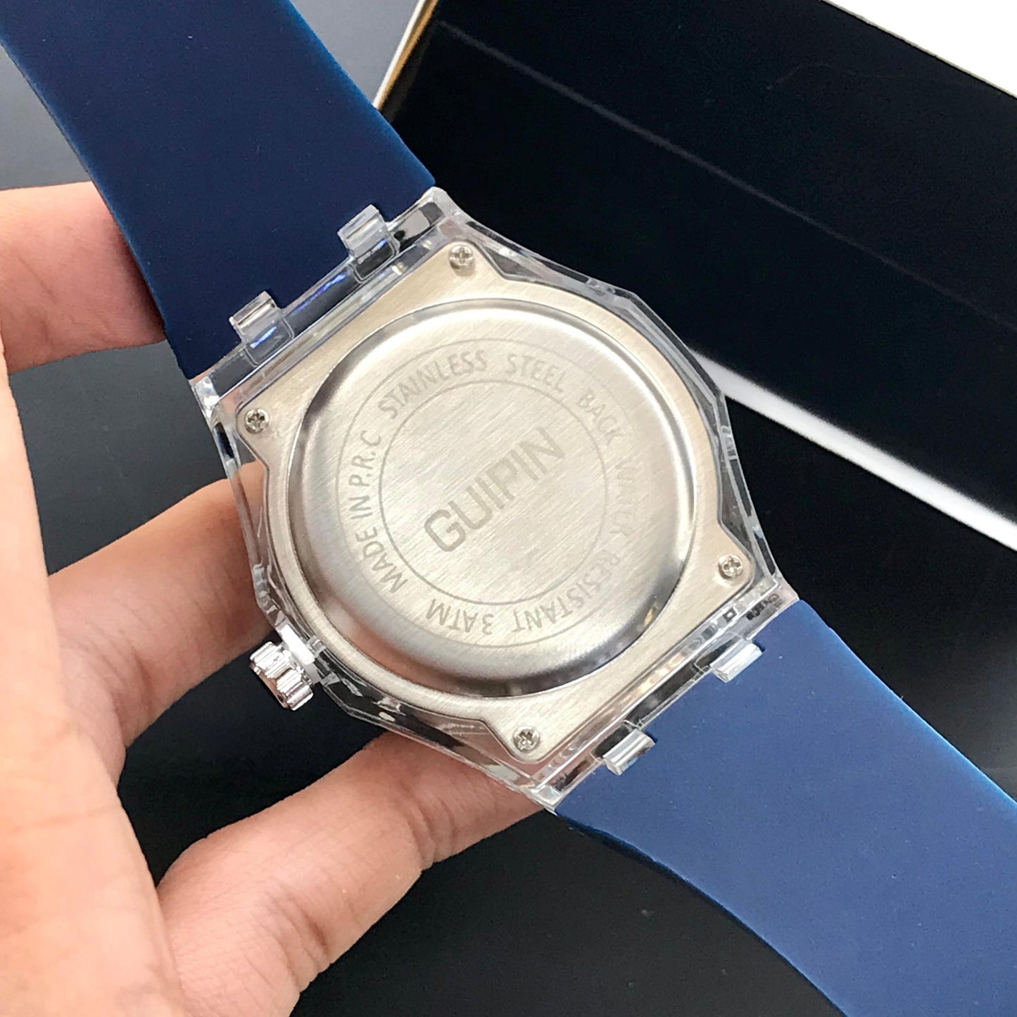 Guipin Original Semi Auto Skeleton Dial Men's Watch Rubber Strap