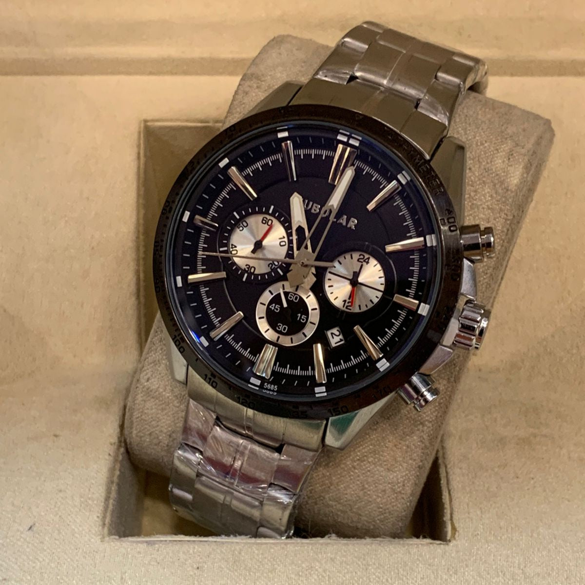 Tubular Premium Quartz Movement-Men's Watch Date Working Stainless Steel Chain Chronograph Working