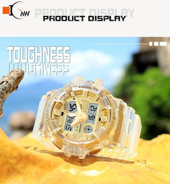 SANDA ORIGINAL TRANSPARENT SPORTS MEN'S WATCH – DIGITAL & ANALOG | MULTIFUNCTION WATERPROOF TIMEPIECE