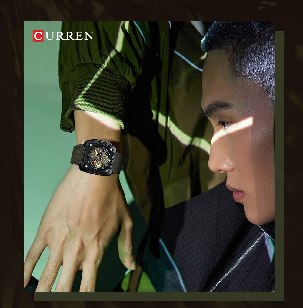 CURREN Original Brand Rubber Straps Wrist Watch For Men