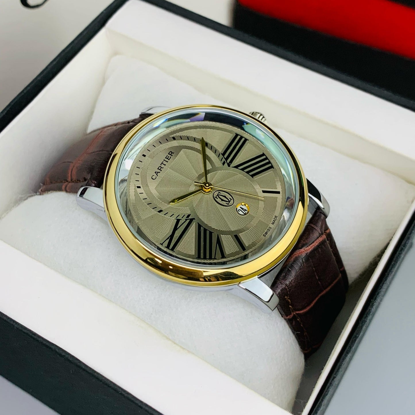 CARTIER LEATHER STRAP MEN'S WATCH - Jewelsoftime