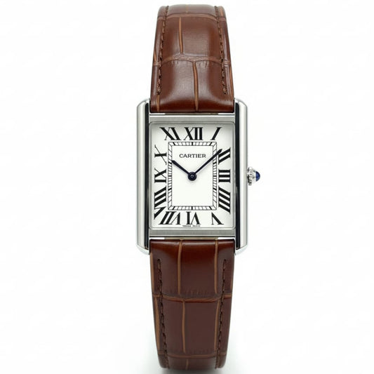 CARTIER (Master Copy) Men's Watch-Leather Strap Steel Master Lock Japan Quartz Movement