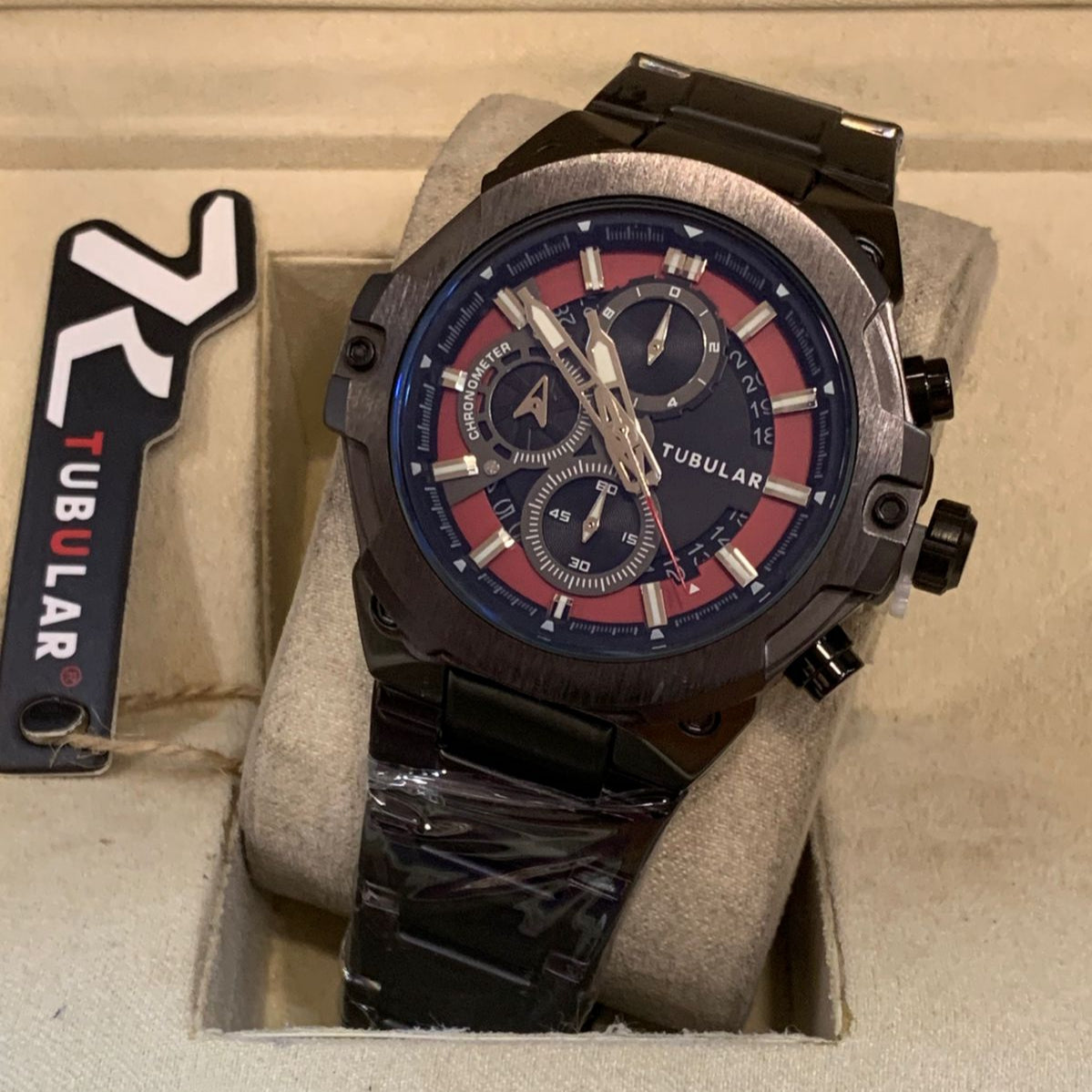 Tubular Premium Quartz Movement-Men's Watch Date Working Stainless Steel Chain Chronograph Working