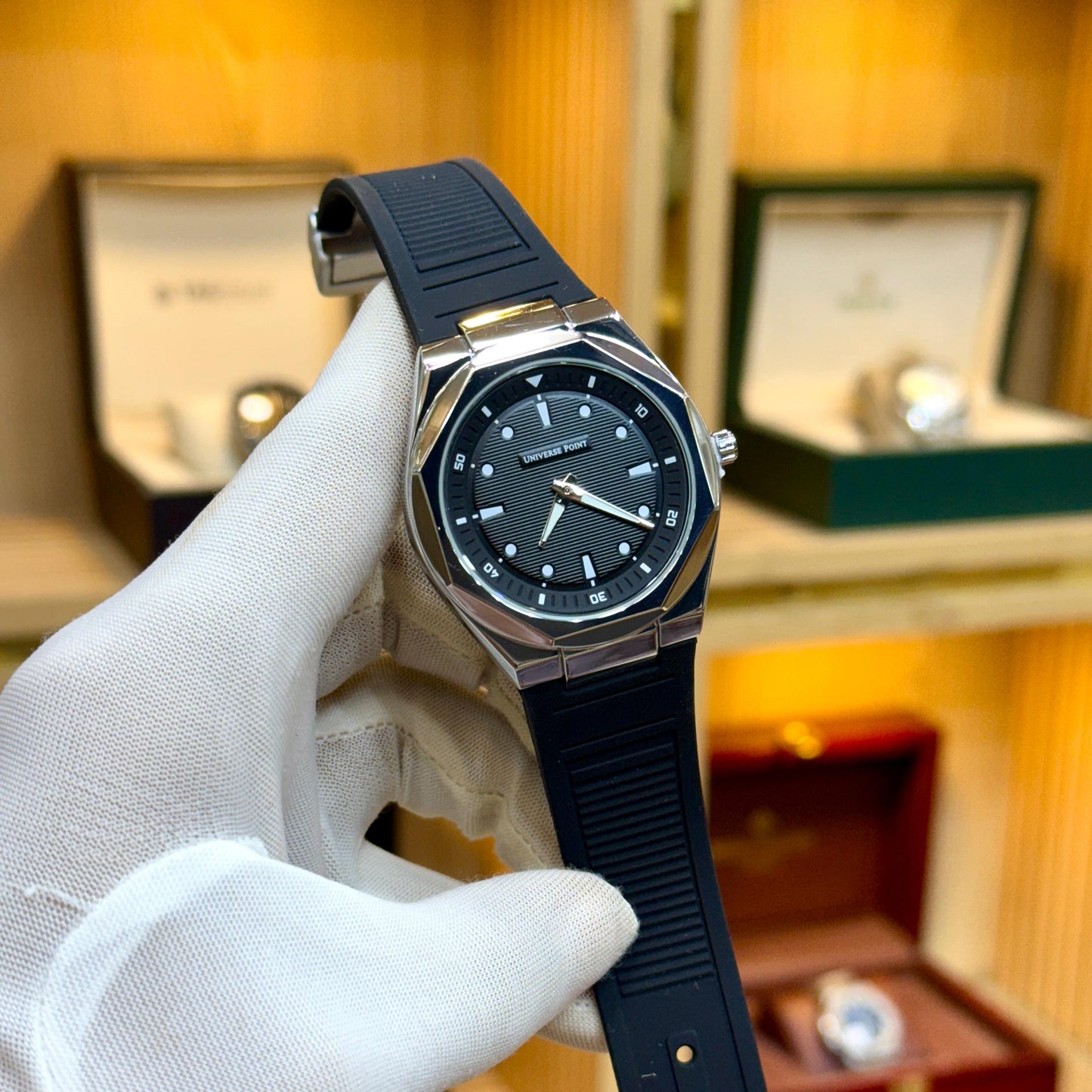 Universal Point U.P (Original) Men's Watch Quartz Movement-Rubber Strap With Magnetic Lock