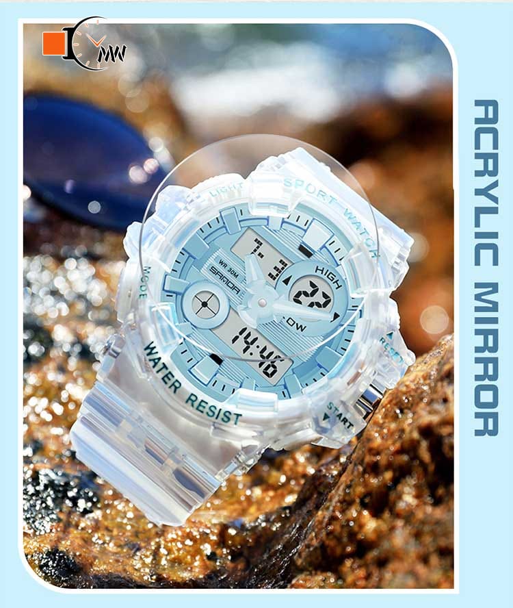 SANDA ORIGINAL TRANSPARENT SPORTS MEN'S WATCH – DIGITAL & ANALOG | MULTIFUNCTION WATERPROOF TIMEPIECE