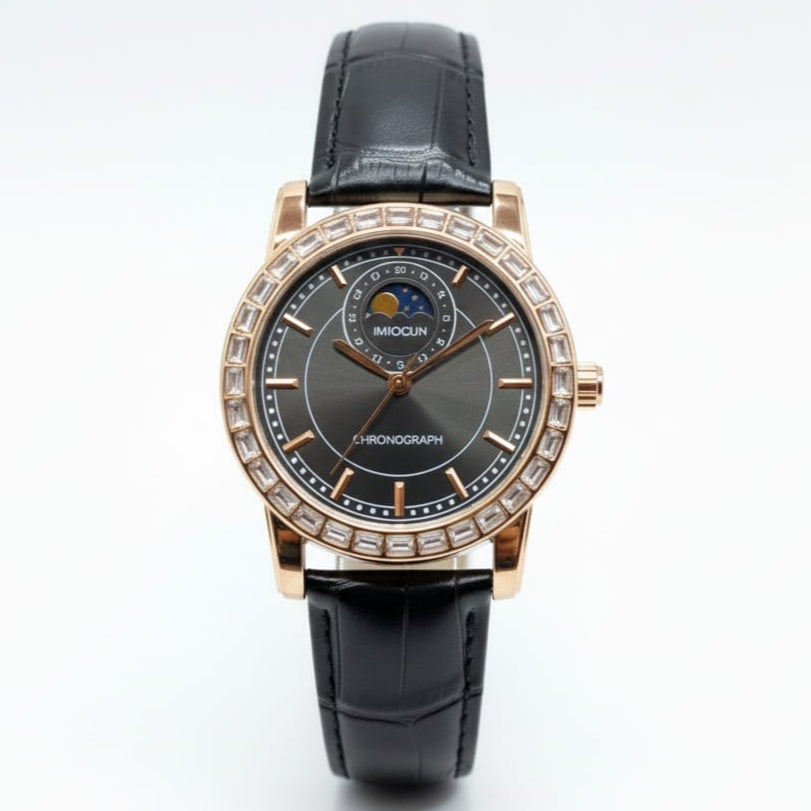 KIMSOUN Original Men's Watch-Quartz Movement Leather Strap Master Lock High-Quality Build