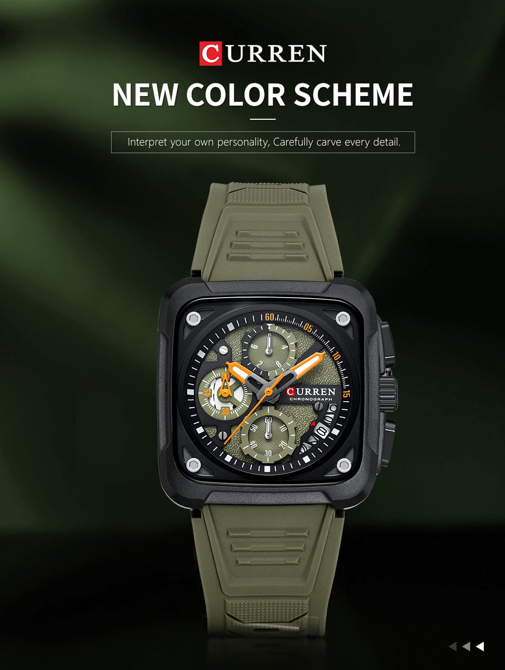 CURREN Original Brand Rubber Straps Wrist Watch For Men