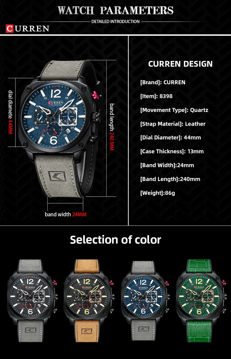 CURREN Original [Brand Leather Straps Wrist Watch For Men]