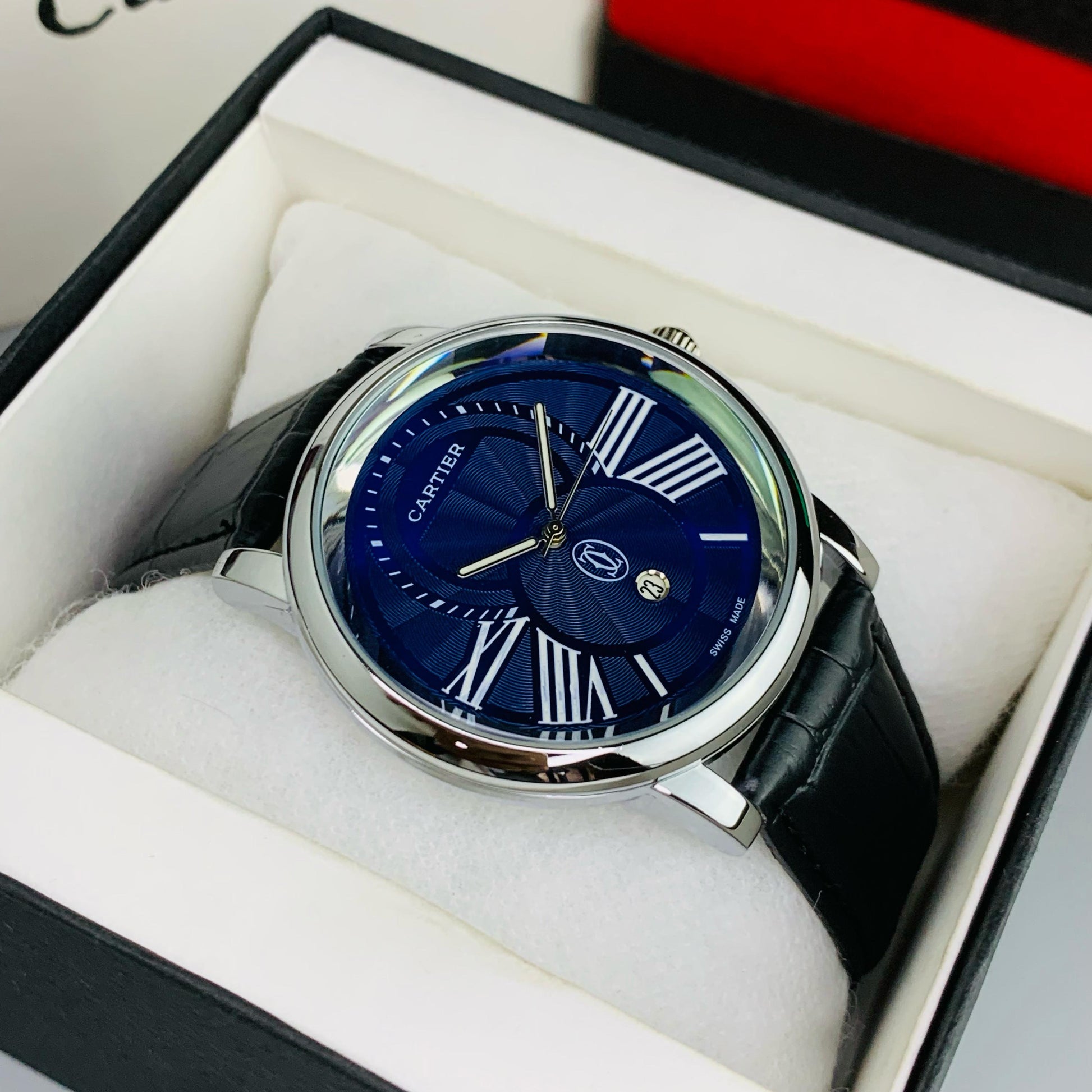 CARTIER LEATHER STRAP MEN'S WATCH - Jewelsoftime