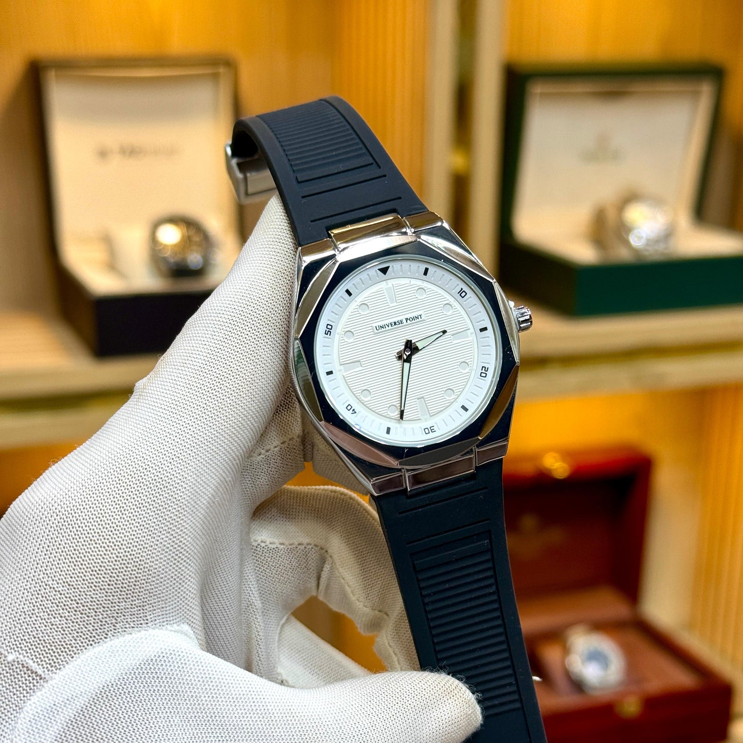 Universal Point U.P (Original) Men's Watch Quartz Movement-Rubber Strap With Magnetic Lock