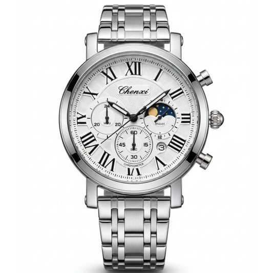 CHENXI–Stainless Steel Men's Watch Quartz Movement Buckle Lock Chronograph Working