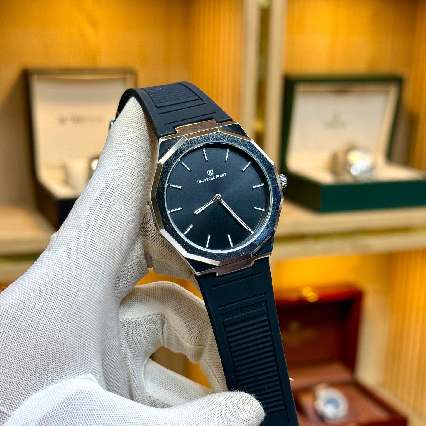 Universal Point U.P (Original) Men's Watch Quartz Movement-Rubber Strap With Magnetic Lock