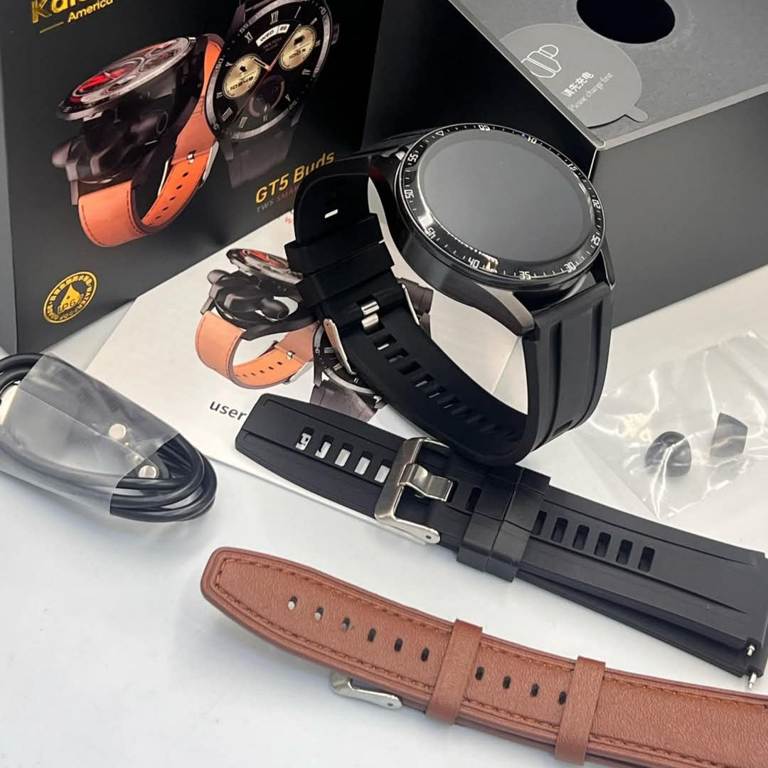 GT5 Buds – Smartwatch With Buds Inside Dual straps included Powerful battery performance–wireless earbuds