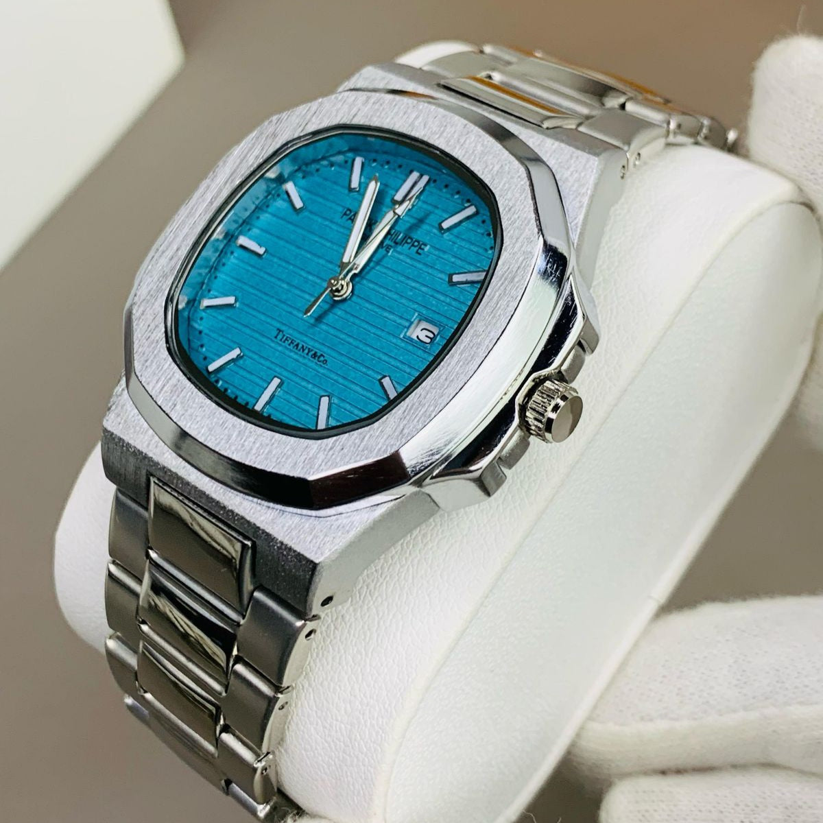 PATEK PHILIPPE'S Men's Branded Watch BLUE Dial - Stainless Steel