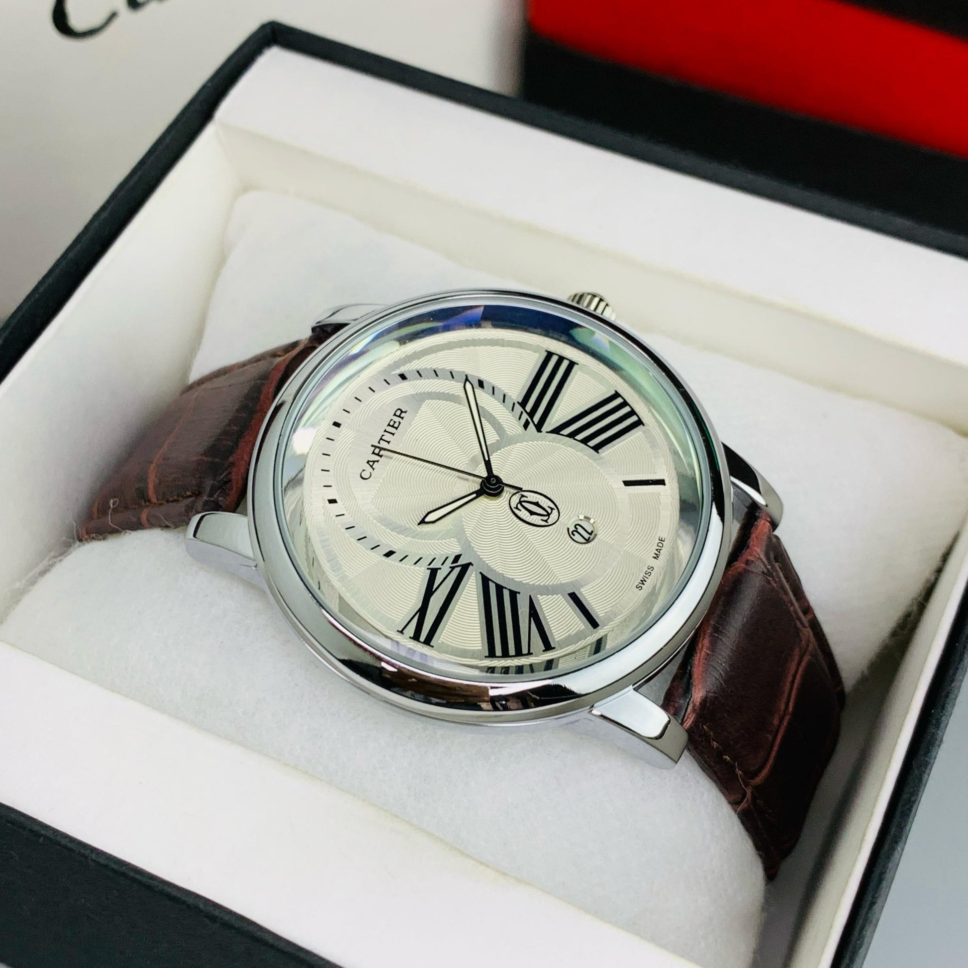 CARTIER LEATHER STRAP MEN'S WATCH - Jewelsoftime