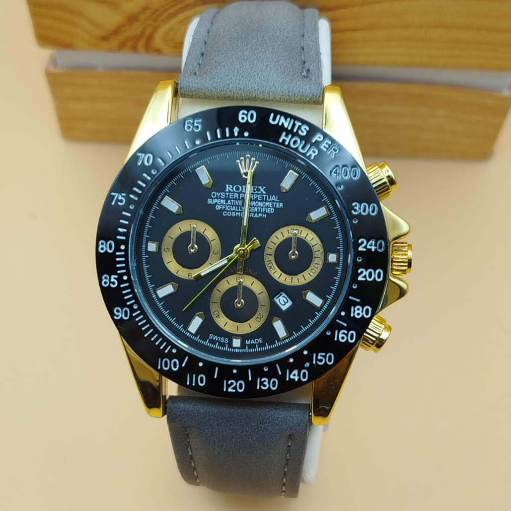 ROLEX DAYTONA MEN'S WATCH WITH DATE, LEATHER STRAP & MAGNETIC LOCK