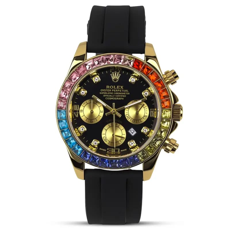 ROLEX OYSTER PERPETUAL COSMOGRAPH DAYTONA MEN'S WATCH – MULTICOLOR GEMSTONE BEZEL CHRONOGRAPH