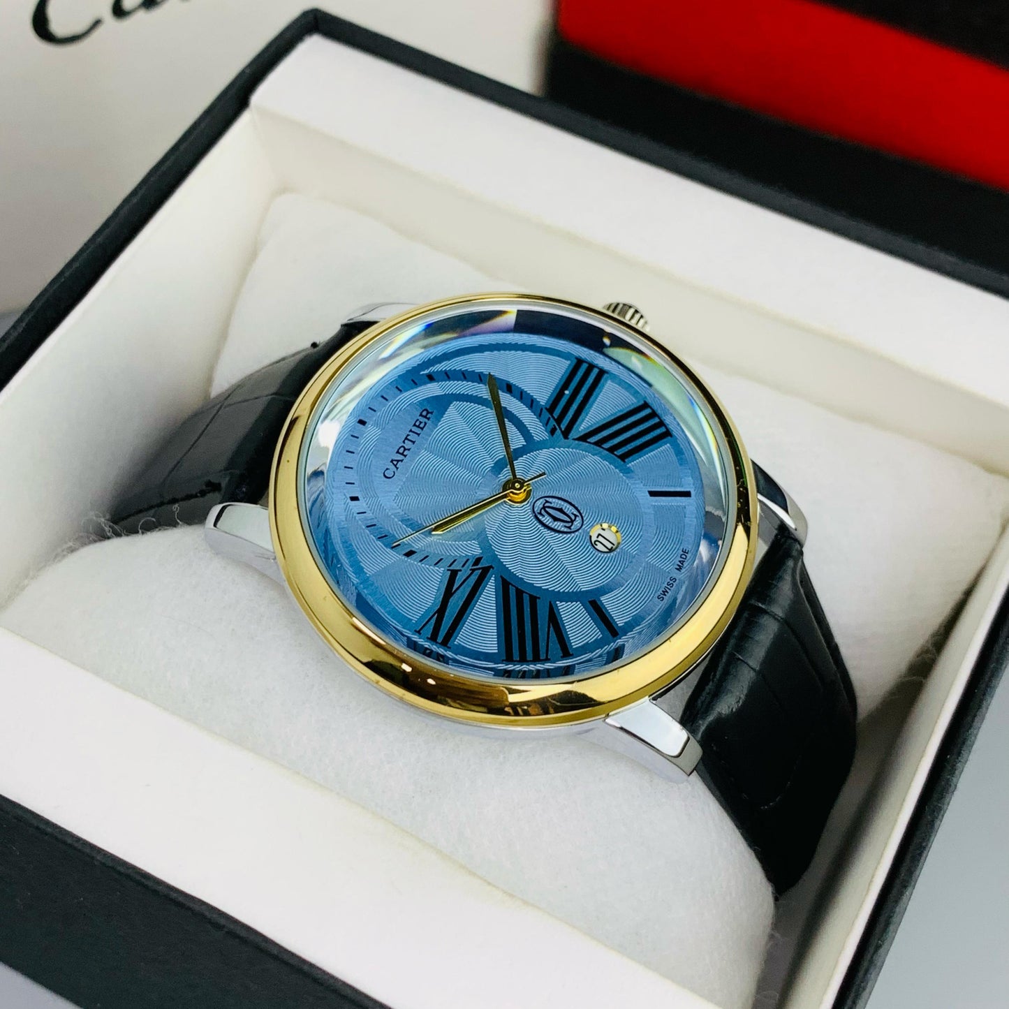 CARTIER LEATHER STRAP MEN'S WATCH - Jewelsoftime