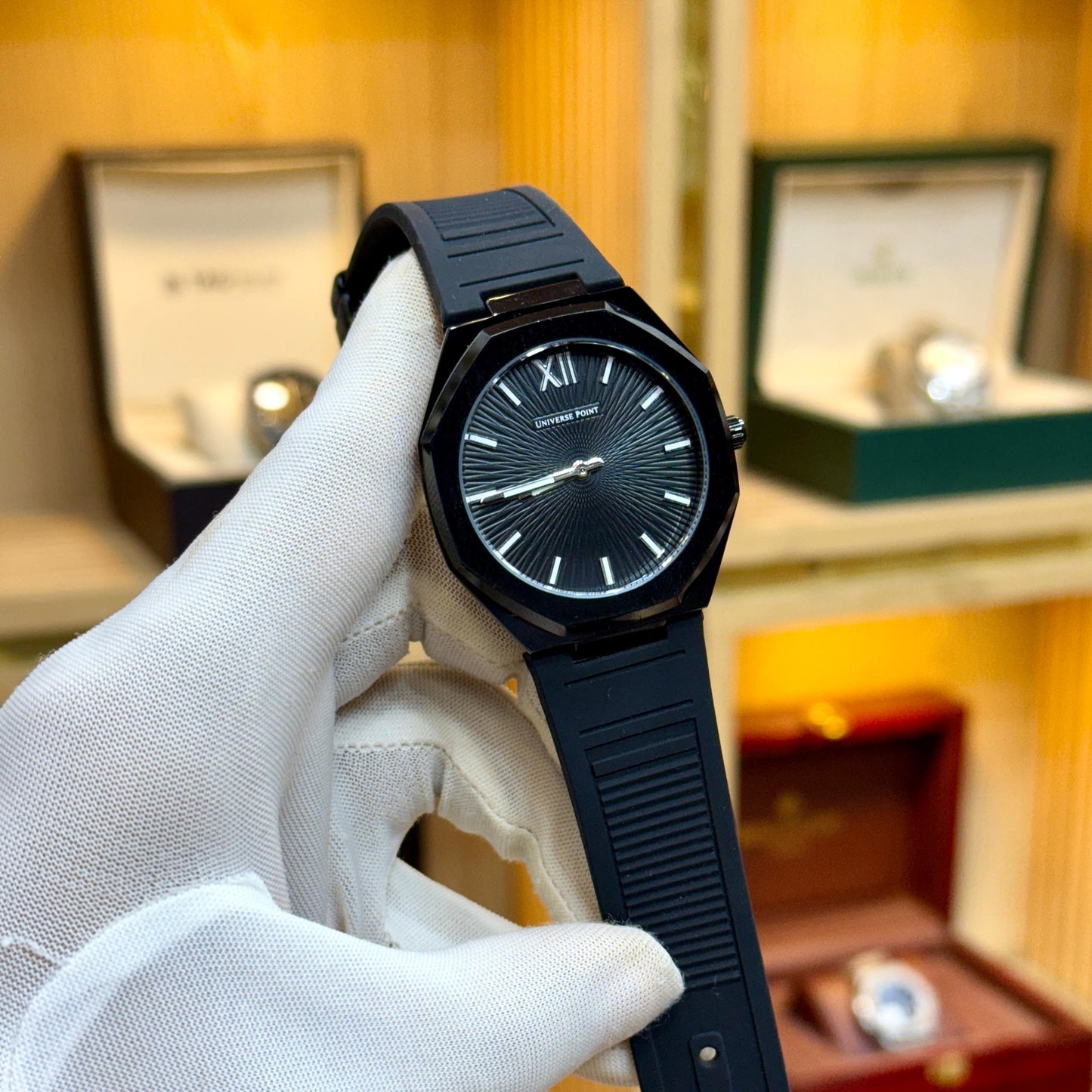 Universal Point U.P (Original) Men's Watch Quartz Movement-Rubber Strap With Magnetic Lock