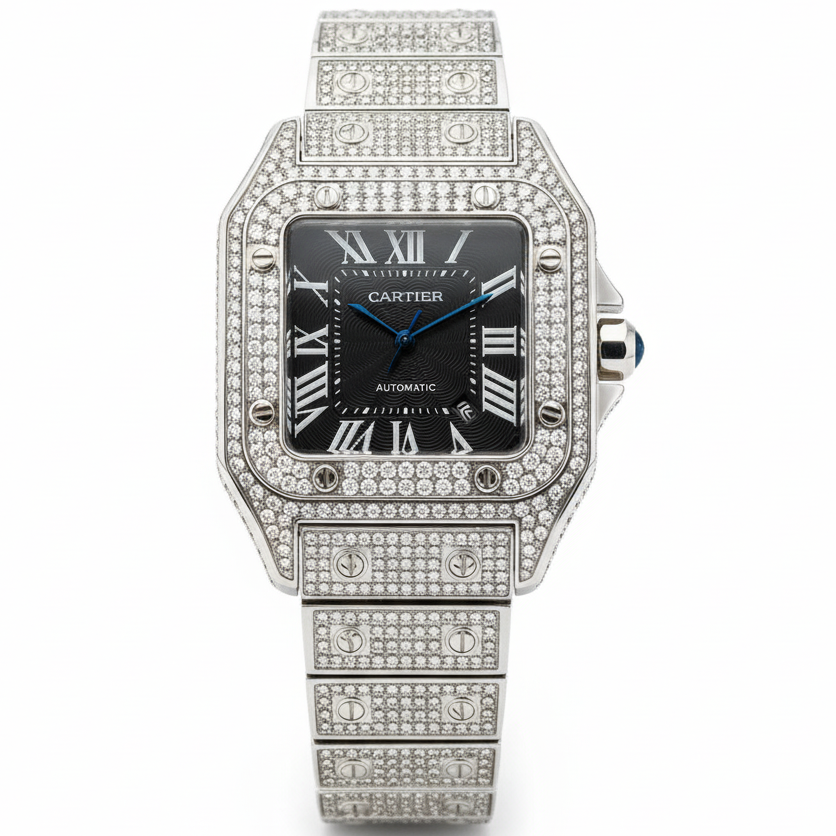 CARTIER VZ-25 DIAMOND-STUDDED LUXURY MEN'S WATCH – ELEGANCE & PRECISION - Jewelsoftime