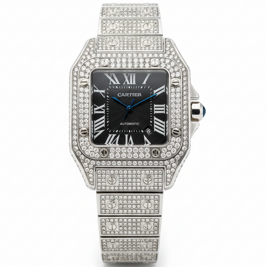 CARTIER VZ-25 DIAMOND-STUDDED LUXURY MEN'S WATCH – ELEGANCE & PRECISION - Jewelsoftime