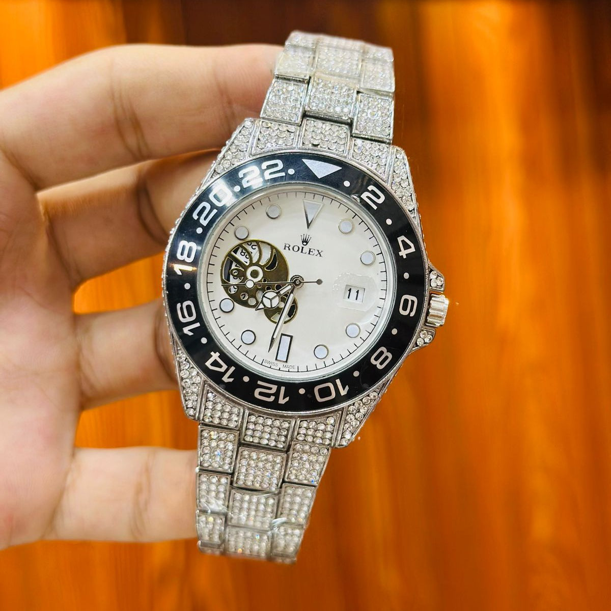 Rolex Stone Chain Watch For Men's – Date Function