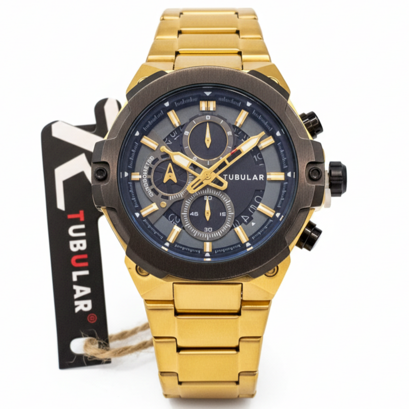 Tubular Premium Quartz Movement-Men's Watch Date Working Stainless Steel Chain Chronograph Working