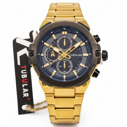 Tubular Premium Quartz Movement-Men's Watch Date Working Stainless Steel Chain Chronograph Working